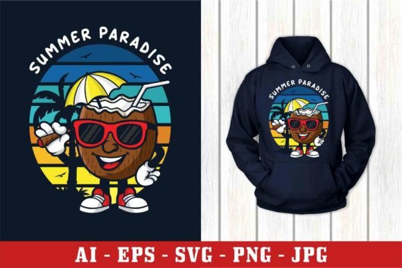 Coconut Mascot Summer Paradise Design Graphics