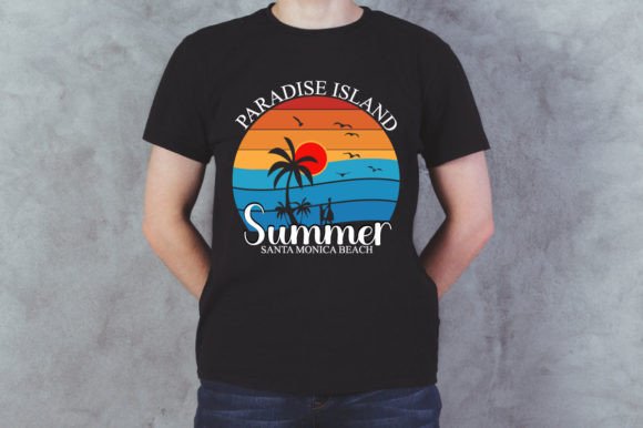 Paradise Island Summer Santa Monica Beach Graphics