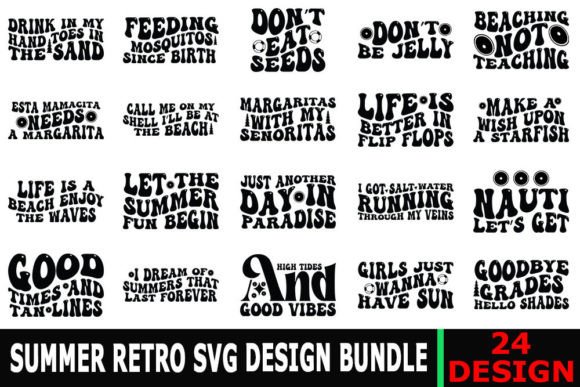 Retro Summer Quotes Svg Bundle