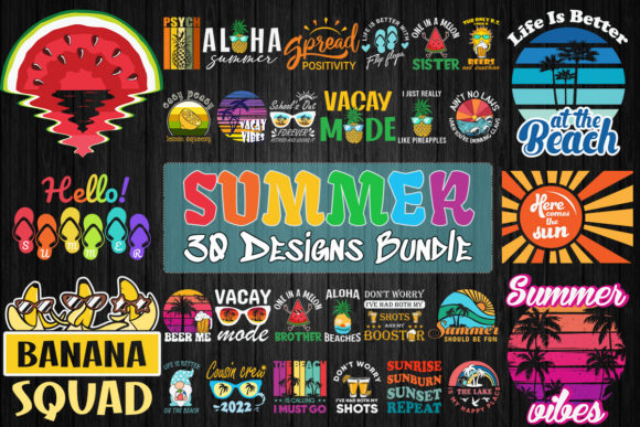 Summer Bundle SVG 30 Designs for Graphics and T-Shirt Designs