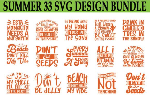 Summer Quotes Designs Bundle: Graphics for T-Shirt Designs